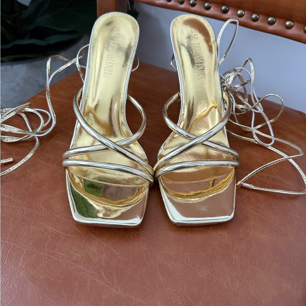 Elegant Gold Strappy Heels